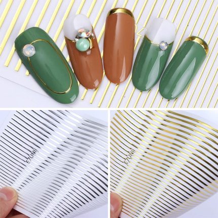3D nagu mākslas uzlīmes Gold Stripes