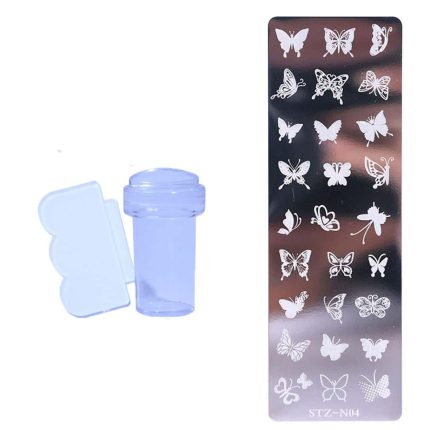 Nagu mākslas plāksne Butterfly un silikona zīmogs
