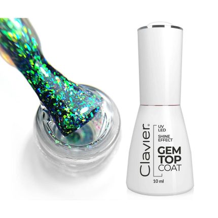Virsējais spīduma TOP slānis Gem Top Coat Clavier - Emerald 10ml.