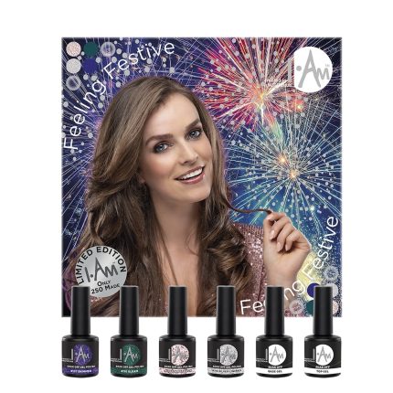 I.Am Feeling Festive - bāzes, virskārtas un gēla laku komplekts, 6*7ml.