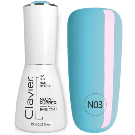 Krāsaina gumijas bāze nagiem Luxury NEON Rubber Base 10ml. Blue Rainbow N03