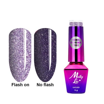 Gēla nagu laka  Molly Lac 5g. Flashing Lights Queencess Hema/di-Hema free Nr.615