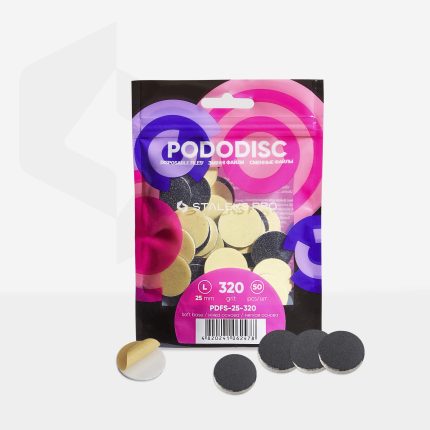 Pododisc Staleks Pro L 320 slīpuma smilšu polsterēts nomaināms abrazīvu komplekts 50 gab.