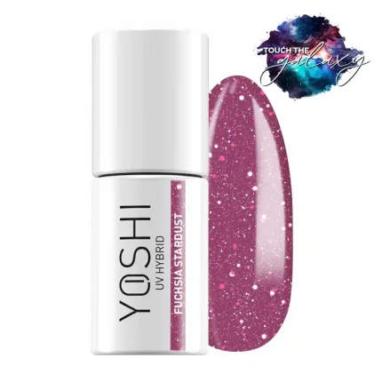 Gēla nagu laka YOSHI UV LED Fuchsia Stardust 6 ml - 524