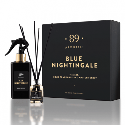 Aromatic•89• Komplekts: Mājas aromāts ar kociņām un mājas aromāta aerosols "Blue Nightingale"