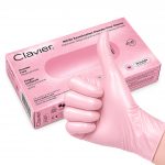 Clavier (M) perlamutra rozā cimdi ar teksturētiem pirkstu galiņiem, medicīnas līdzeklis, 50 gab.